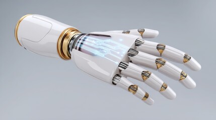 Poster - A futuristic robotic hand showcasing advanced technology and design, emphasizing innovation in robotics and engineering.