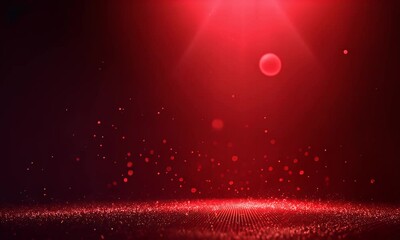 Wall Mural - Deep red room with soft light and shimmering dust-like particles
