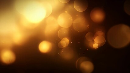Wall Mural - Golden bokeh light effects on dark background, abstract, warm glow