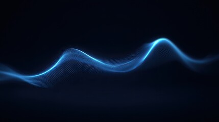 Fototapete - Abstract Blue Digital Wave with Dots on Dark Background