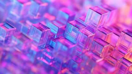 Poster - Glassy pink/blue cubes