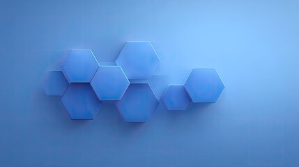 Poster - Abstract Blue Hexagon Shapes on Smooth Background with Shadow Effects
