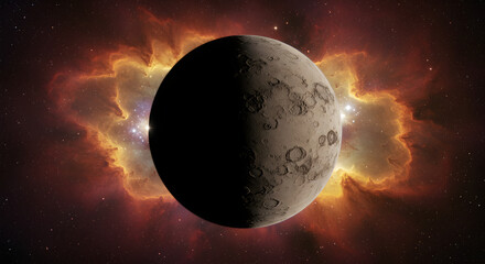 Wall Mural - a stunning illustration of a planet in the cosmos against a bright nebula