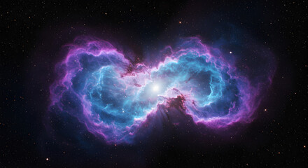Wall Mural - a stunning nebula in deep space, showcasing colors of blue, purple, and light