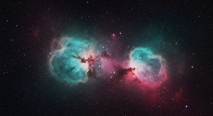 Wall Mural - a stunning view of a colorful nebula with stars scattered in the background