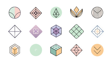 Leinwandbilder - Vector art of a collection of pastel geometric shapes isolated on transparent background