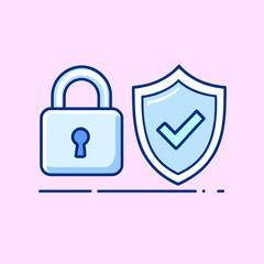 Poster - padlock next to a modern shield vector