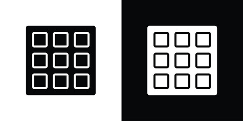 Apps icon in flat black solid vector set