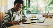 © BuyOutFelix03/peopleimages.com - Finance, budgeting and black woman with invoice in home for financial planning, savings or auditing. Wealth, person or laptop with receipt documents for tax return, account review or asset management