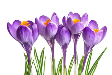 Wall Mural - high-resolution isolated crocus flower cluster png cutout on transparent background for spring flora