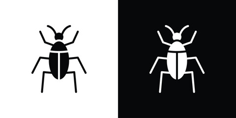 Bug icon in flat black solid vector set