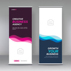 Fototapete - Vertical banner stand template design. can use for brochure flyer, covers ,infographics ,vector abstract geometric background, modern x-banner 