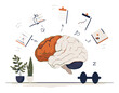 © Gasspoll - Creative Cartoon Illustration of Brain with Fitness and Productivity Elements