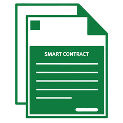 Poster - Modern green icon depicting a smart contract document for legal and business use