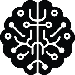 Aufkleber - Simple black silhouette ai brain icon design on white background