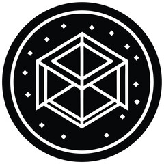 Poster - Geometric symbol with transparent outline and white color suitable for modern designs