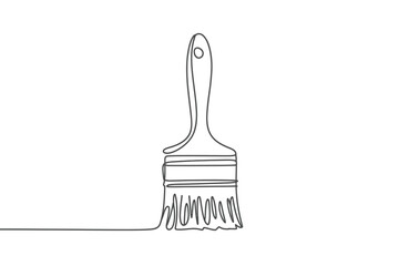 Poster - Single line drawing of a paintbrush