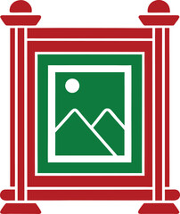 Poster - Abstract red and green vector design featuring landscape inside of frame transparency