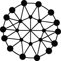 Poster - Black silhouette design depicting neural network connections with transparency
