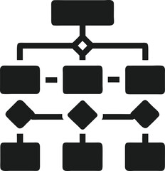 Aufkleber - Clean black silhouette of a machine learning algorithm flowchart with transparency