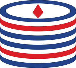 Poster - Abstract cylindrical design with red and blue stripes on a transparent background