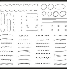 Aufkleber - Vector hand drawn set of underlines and highlight lines