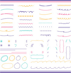 Aufkleber - Vector hand drawn set of underlines and highlight lines