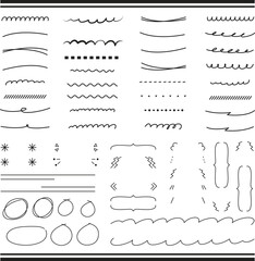 Aufkleber - Vector hand drawn set of underlines and highlight lines