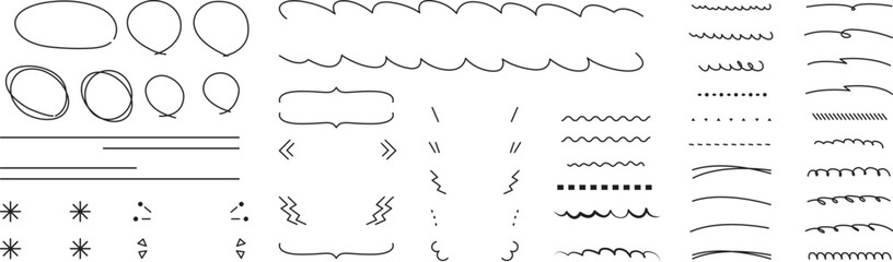 Aufkleber - Vector hand drawn set of underlines and highlight lines