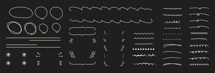 Aufkleber - Vector hand drawn set of underlines and highlight lines
