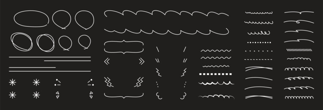 Vector hand drawn set of underlines and highlight lines