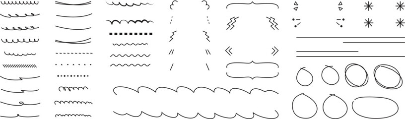 Aufkleber - Vector hand drawn set of underlines and highlight lines