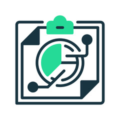 Poster - Clipboard with Pie Chart line icon. Universal creative premium symbol. Vector sign icon logo template. Vector illustration