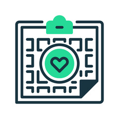 Poster - Clipboard with Heart line icon. Universal creative premium symbol. Vector sign icon logo template. Vector illustration