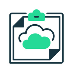 Poster - Clipboard with Cloud line icon. Universal creative premium symbol. Vector sign icon logo template. Vector illustration