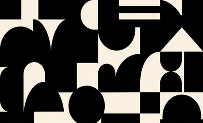 Aufkleber - Abstract geometric pattern design in black and beige