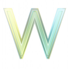 Poster - 3d rendering large transparent letter w with light green and yellow gradient on transparent background