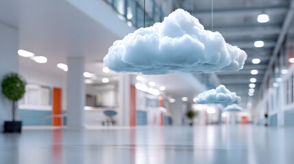 Aufkleber - A conceptual image illustrating cloud computing in healthcare, with a digital cloud symbolizing storage and processing of health data. The background is clean and modern, providing ample copy space