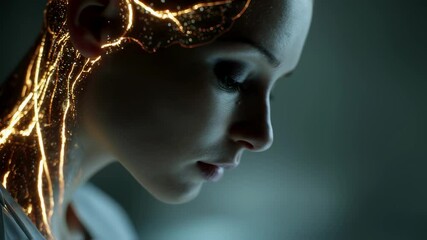 Aufkleber - Neural science visualization depicting patient experiencing shame, revealing glowing neural pathways illuminating psychological trauma through intricate brain network connections