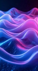 Aufkleber - Abstract Wavy Background with Neon Pink and Blue Glowing Light Effects