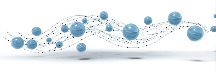 Poster - Floating Bubbles Connected by Curved Dotted Lines Create a Visual Representation of a Network of Care