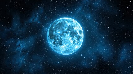 Wall Mural - Full luminous moon in deep space