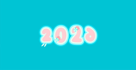 Aufkleber - 2026 Numbers in Summer Candy Style with Lollipops Aqua Background for Kids Party Printables, Holiday Greetings, Seasonal Stickers, New Years and Xmas Design Projects. Vector Illustration
