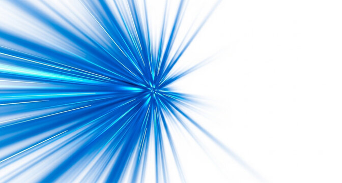 Abstract Blue Light Burst Background, Energy Speed Lines, Futuristic Motion Effect.