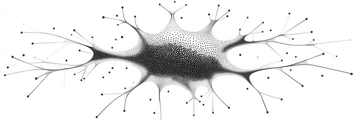 Poster - Isolated Nerve or Brain Cell on Light Surface, Neural Illustration with Digital Brain Network Design