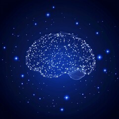 Wall Mural - Abstract Brain Graphic Design With Blue Background