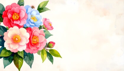 Poster - Watercolor sketch of multiple flowers on a white background capturing natural beauty