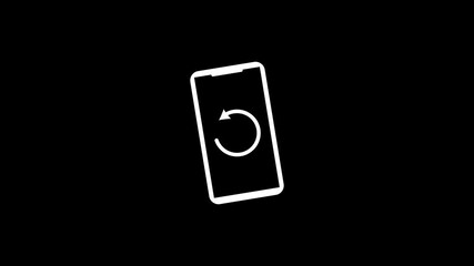 Device rotation sign. Flip the Gadget. Smart phone. Rotate concept, turning concept on black background.