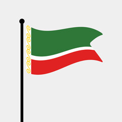 Fototapete - Flag of Chechnya. Chechnya flag vector illustration icon design. Fluttering flagpole flag.