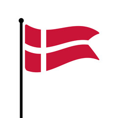 Fototapete - Flag of Denmark. Denmark flag vector illustration icon design. Fluttering flagpole flag.